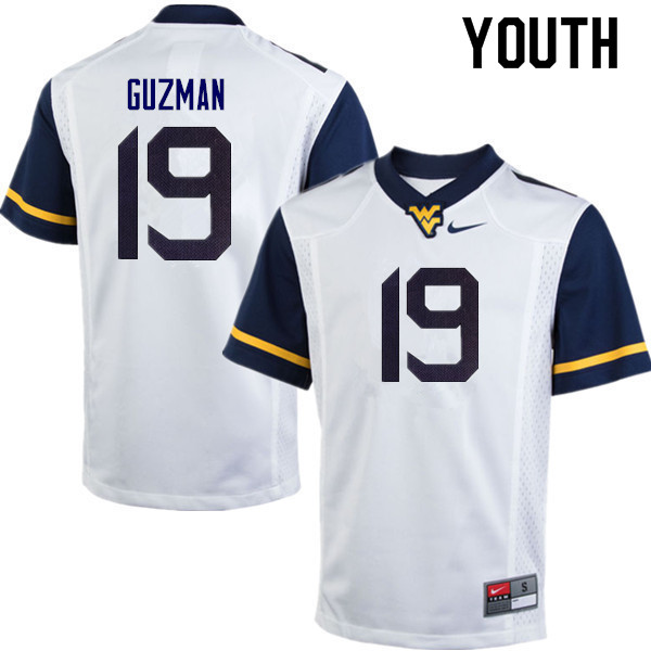 Youth #19 Noah Guzman West Virginia Mountaineers College Football Jerseys Sale-White